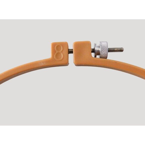 2 Embroidery Hoops Round Plastic 8 Inch Wood 10 Inch Screw Closure Needlework - Picture 3 of 7